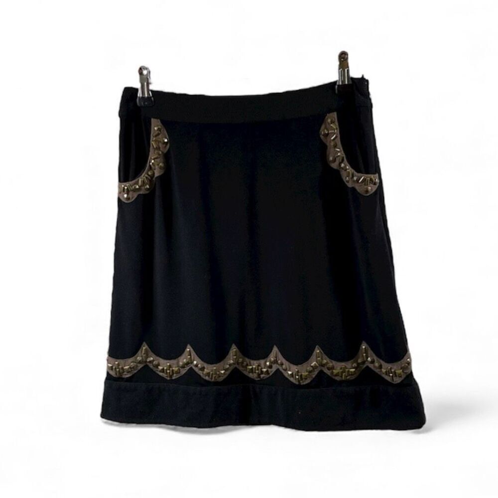 Ranna Gill Anthropologie Black Studded Skirt  Size XS
